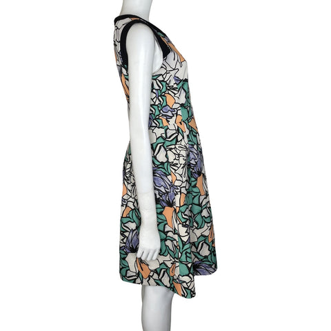 Vestido Tahari Floral Plisado Blanco-Talla 6