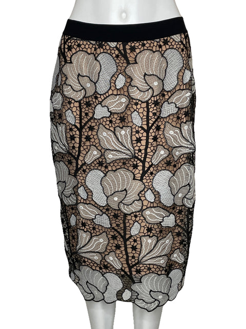 Falda BCBG Midi Encaje Negro-Talla M