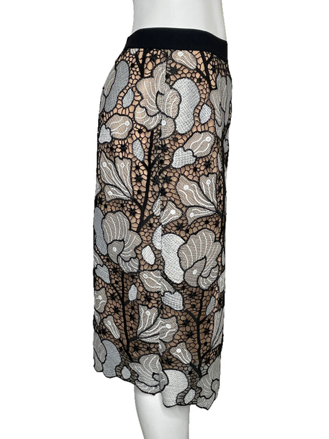 Falda BCBG Midi Encaje Negro-Talla M