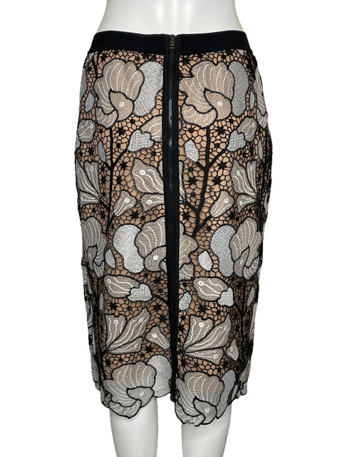 Falda BCBG Midi Encaje Negro-Talla M