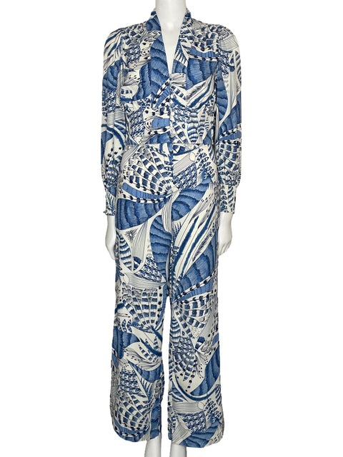 Set Camila Pantalón+Top Print Blanco-Talla 4
