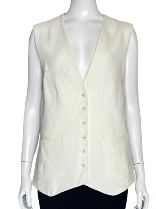 Chaleco Zara 6 Botones Oversized Blanco-Talla S