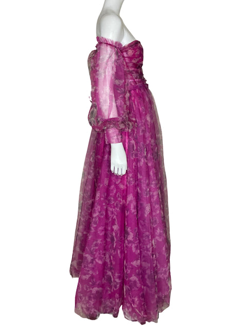 Vestido Curated By Eredita Strapless Fucsia - Talla XS