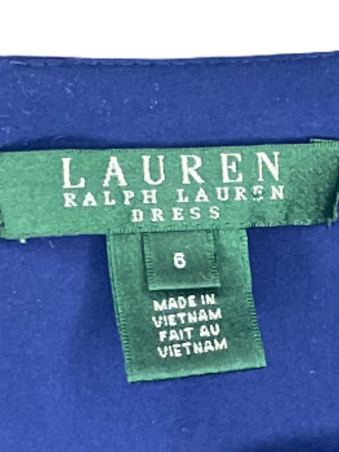 Vestido Ralph Lauren Capas Cuello V Azul-Talla 8