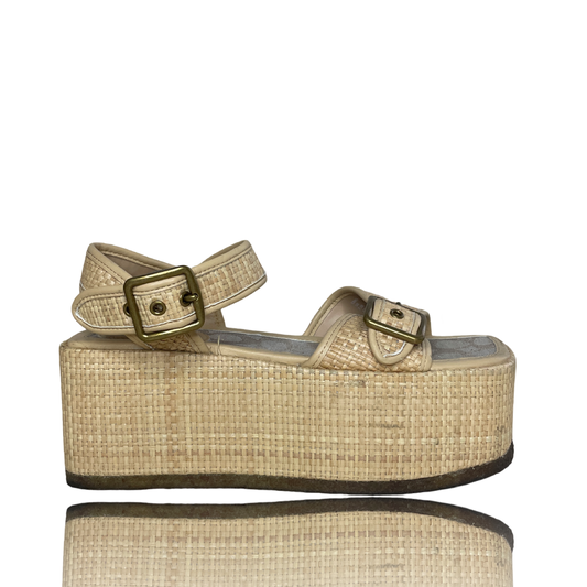 Sandalias COACH Naomi Plataforma Beige - Talla 7.5