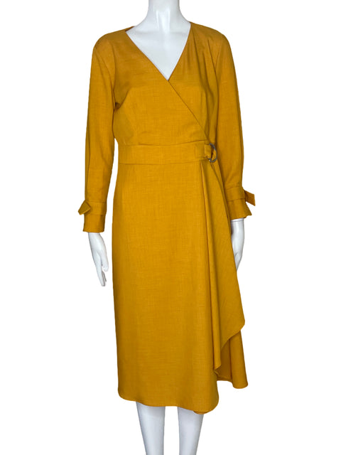 Vestido Adolfo Dominguez Maxi Cuello V Amarillo-Talla 4