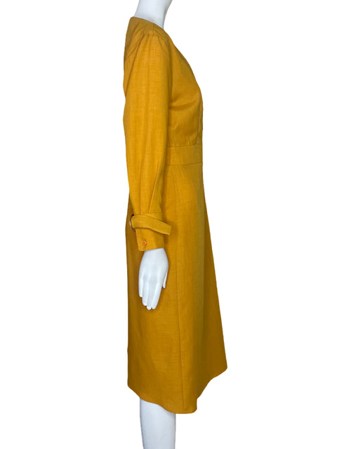 Vestido Adolfo Dominguez Maxi Cuello V Amarillo-Talla 4