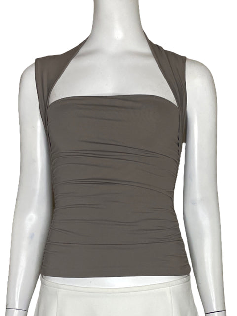 Blusa Aritzia Drapeado Marrón - Talla XS