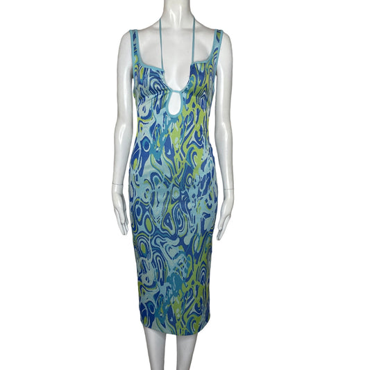 Vestido Zara Estampado Verde-Talla S