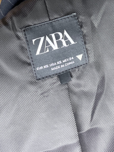Blazer Zara Crop Líneas Azul - Talla XS