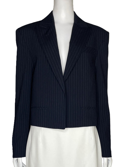 Blazer Zara Crop Líneas Azul - Talla XS