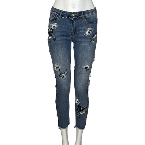 Pantalón Desigual Denim Piedras Azul-Talla 28