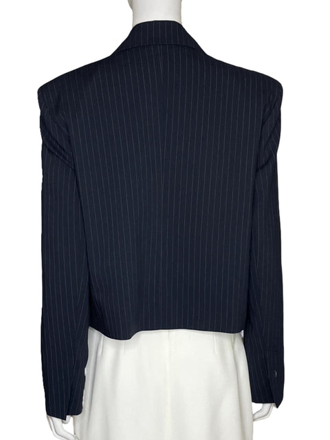 Blazer Zara Crop Líneas Azul - Talla XS