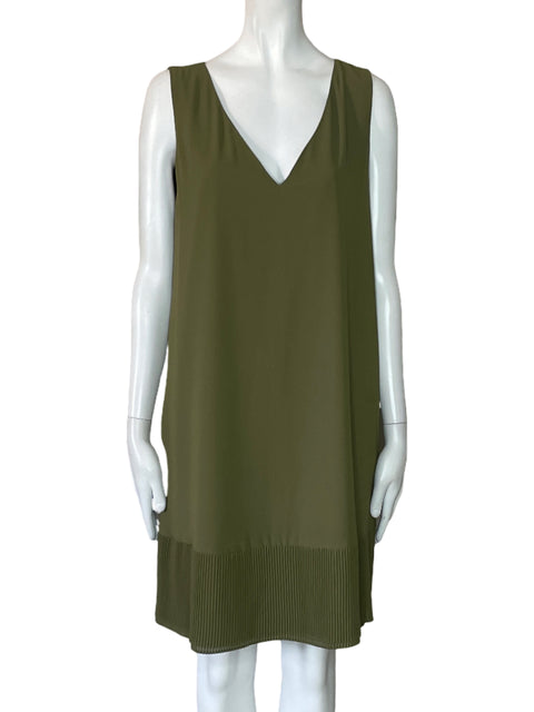 Vestido Naked Zebra Plizado Cuello V Verde-Talla L