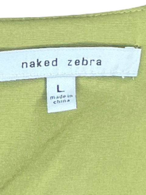 Vestido Naked Zebra Plizado Cuello V Verde-Talla L