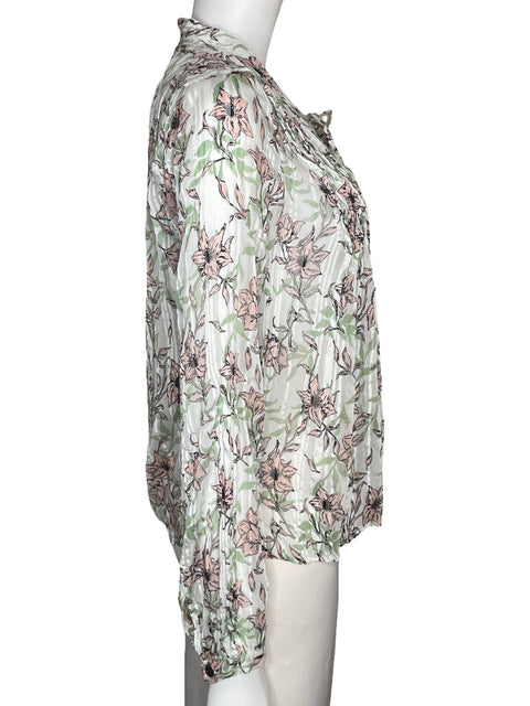 Blusa Rag & Bone Floral Manga Larga Blanco-Talla S