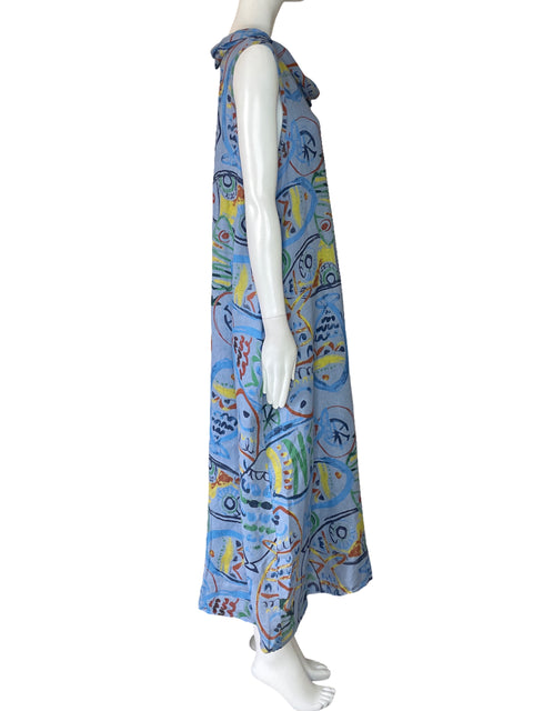 Vestido Made in Italy Estampado Peces Azul-Talla L