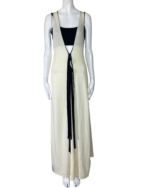 Vestido Amable Tejido Lazos Blanco-Talla M