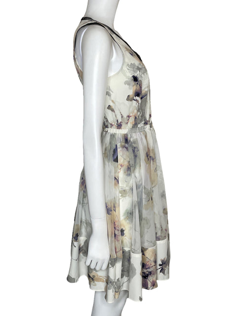 Vestido Vera Wang Midi Floral Blanco-Talla XS