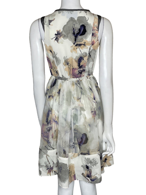 Vestido Vera Wang Midi Floral Blanco-Talla XS