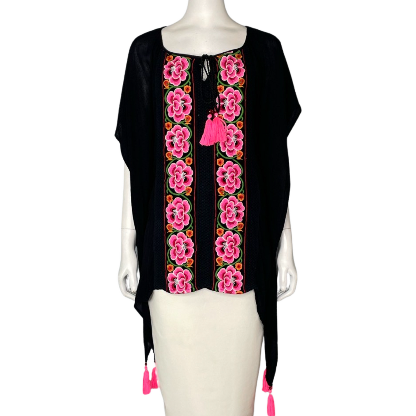 Blusa RD koko Bordado Flores Negro- Talla S