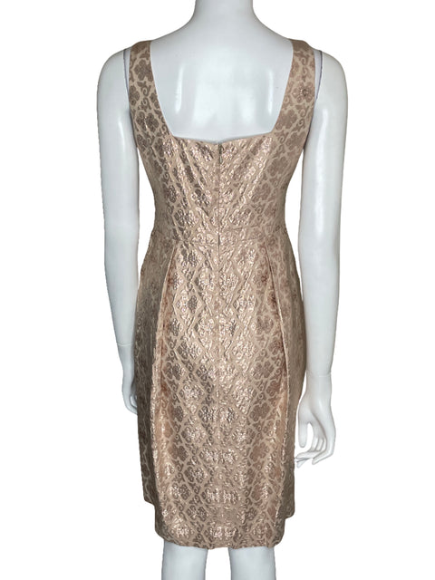 Vestido Kay Unger Floral Metálico Beige-Talla 4