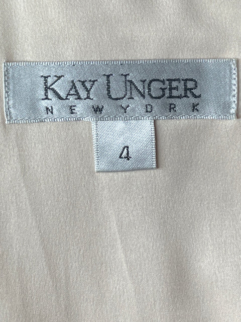 Vestido Kay Unger Floral Metálico Beige-Talla 4