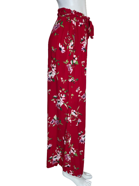 Pantalón New Look Paper Bag Floral Rojo-Talla M
