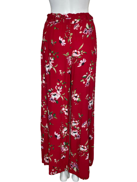 Pantalón New Look Paper Bag Floral Rojo-Talla M