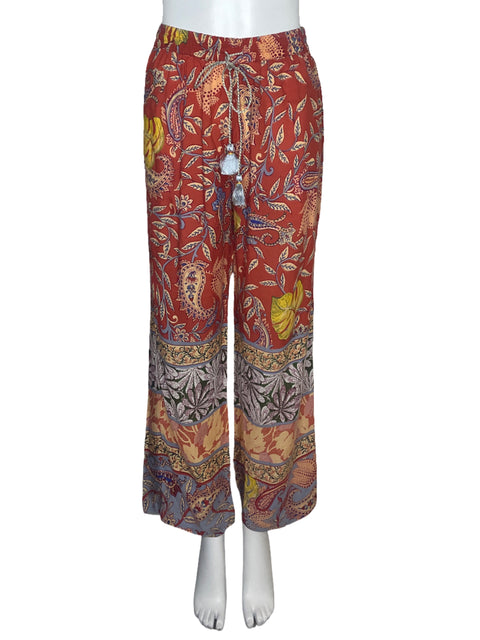 Pantalón By Anthropologie Estampado Palazzo Naranja-Talla XS