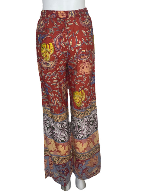 Pantalón By Anthropologie Estampado Palazzo Naranja-Talla XS