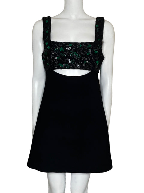 Vestido Zara Mini Lentejuelas Negro-Talla M