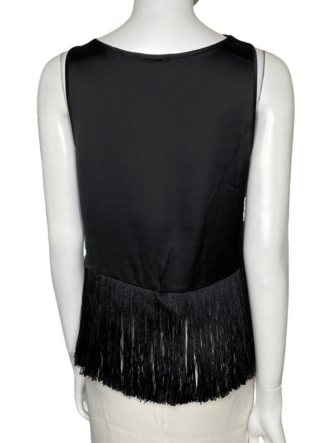 Top Rachel Zoe Flecos Satinado Negro-Talla M