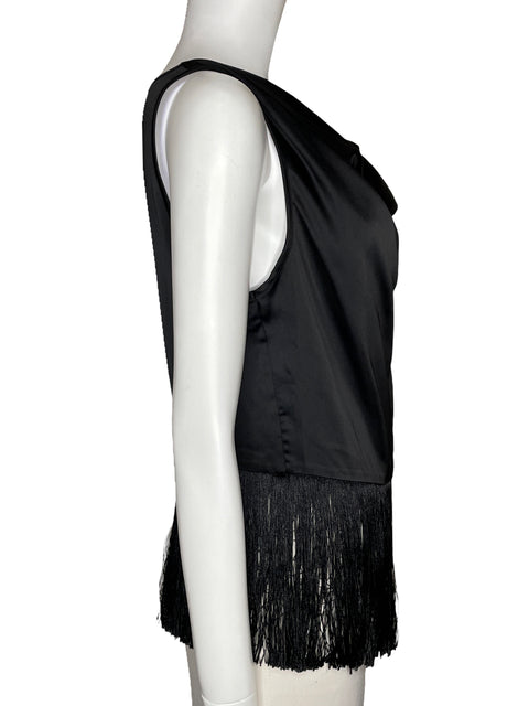 Top Rachel Zoe Flecos Satinado Negro-Talla M