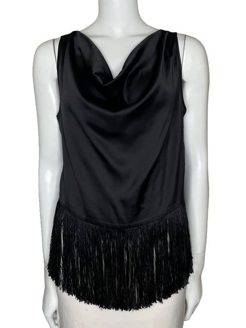 Top Rachel Zoe Flecos Satinado Negro-Talla M