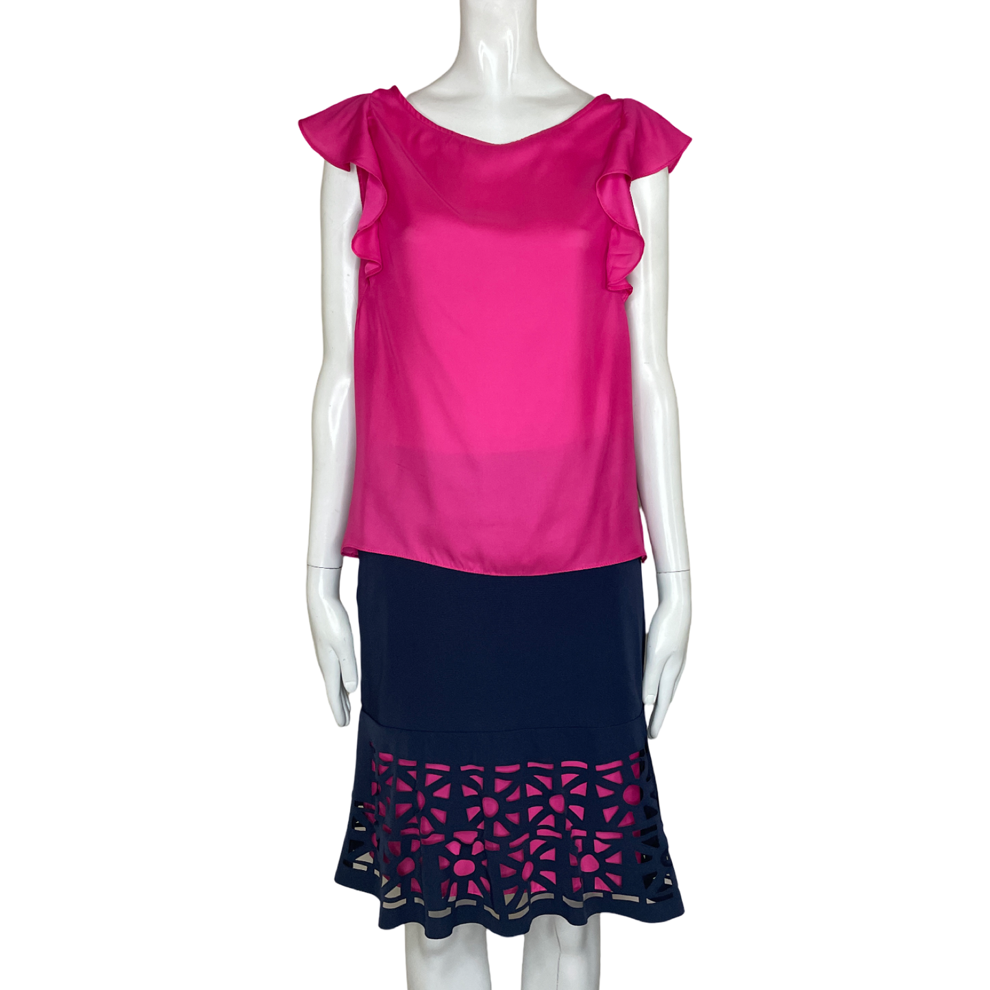 Set JO AGUIRRE Blusa y Falda Encaje Fuscia - Talla S