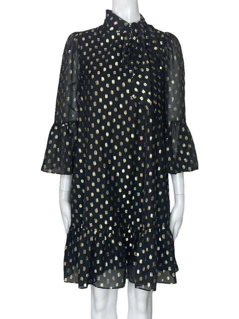 Vestido Calvin Klein Lunares Maya Negro-Talla 2