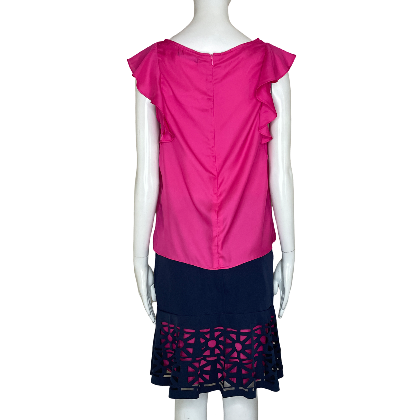 Set JO AGUIRRE Blusa y Falda Encaje Fuscia - Talla S