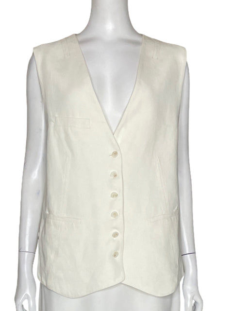 Chaleco Zara Lino Blanco - Talla L