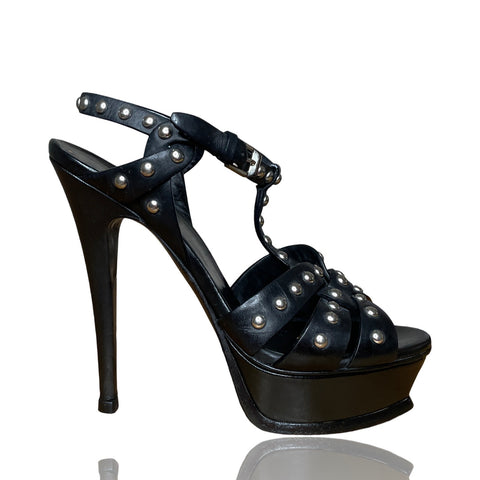 Calzado Saint Laurent Tribute Plataforma Negro-Talla 35.5