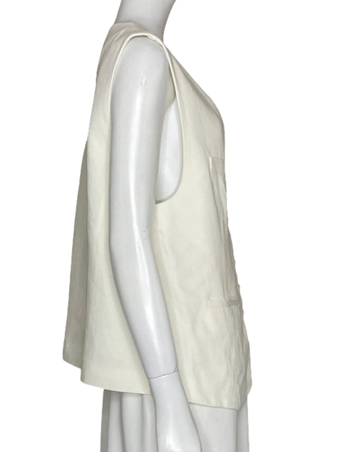 Chaleco Zara Lino Blanco - Talla L