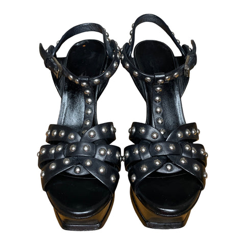 Calzado Saint Laurent Tribute Plataforma Negro-Talla 35.5