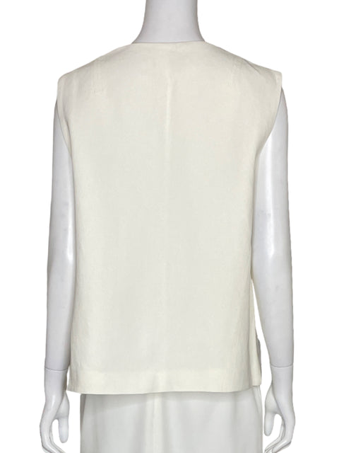 Chaleco Zara Lino Blanco - Talla L