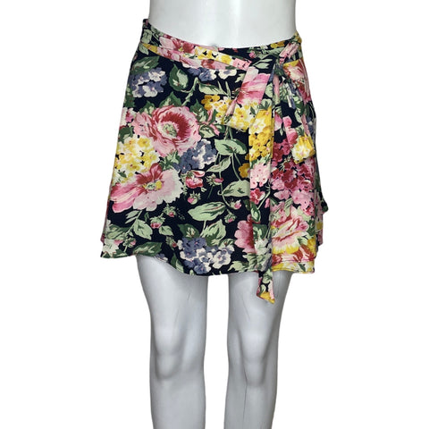 Falda Zara Flores Rosado-Talla L