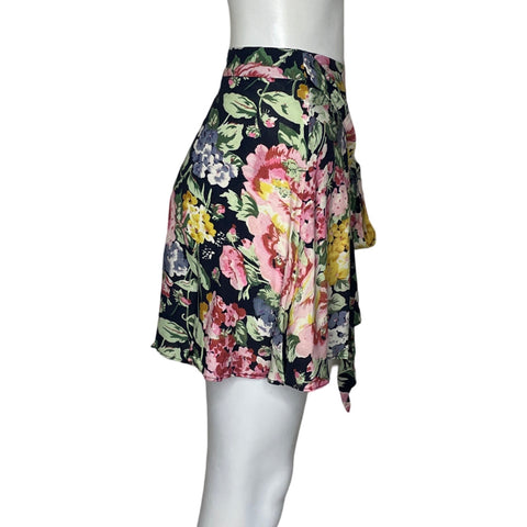 Falda Zara Flores Rosado-Talla L