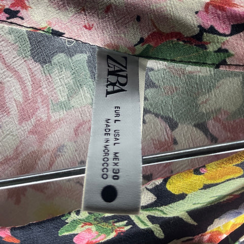 Falda Zara Flores Rosado-Talla L