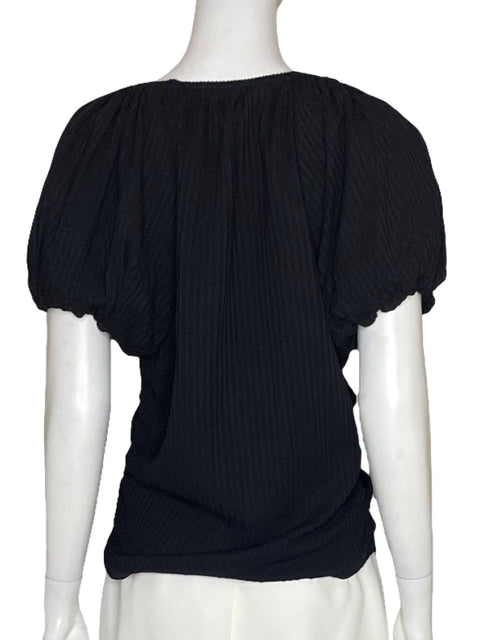 Blusa Loft Drapeado Mangas Puff Negro - Talla XL
