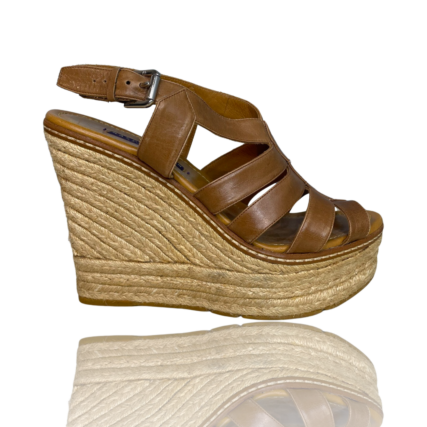 Calzado Ralhp Lauren Cuñas Espadrille Marrón- Talla 8