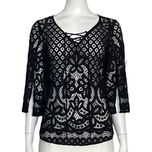 Blusa Roz & Ali Encaje Negro-Talla XS
