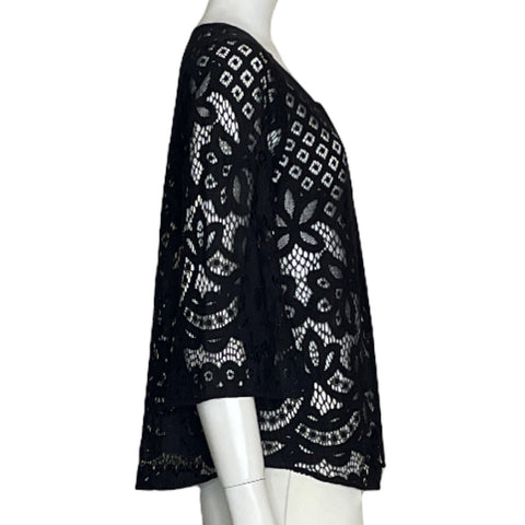 Blusa Roz & Ali Encaje Negro-Talla XS